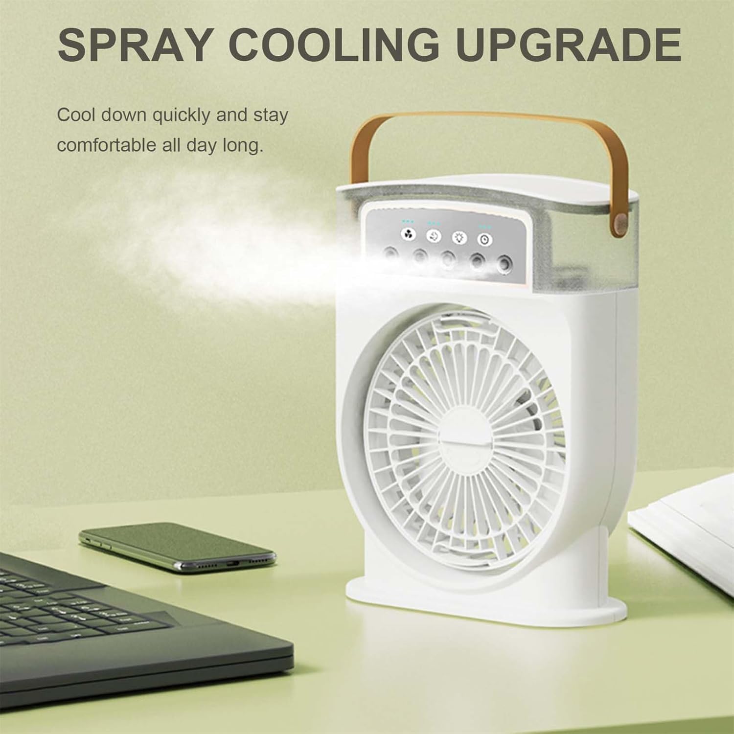 Ice Cool Air Cooler Mist Fan Rechargeable Household Small Air Conditioner LED Night Light Portable Humidifier Air Adjustment Fan-000033